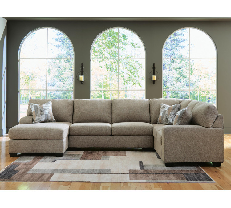 Newellen 3-Piece Sleeper Sectional with Chaise - Hemp
