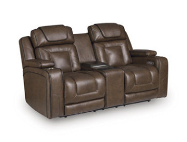 Stargin Power Reclining Loveseat with Fridge Cooler - Hickory