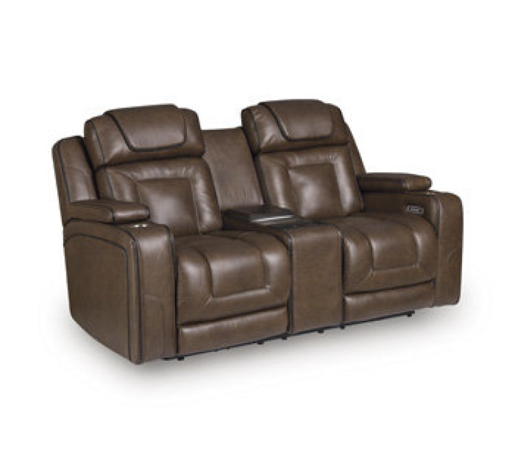 Stargin Power Reclining Loveseat with Fridge Cooler - Hickory