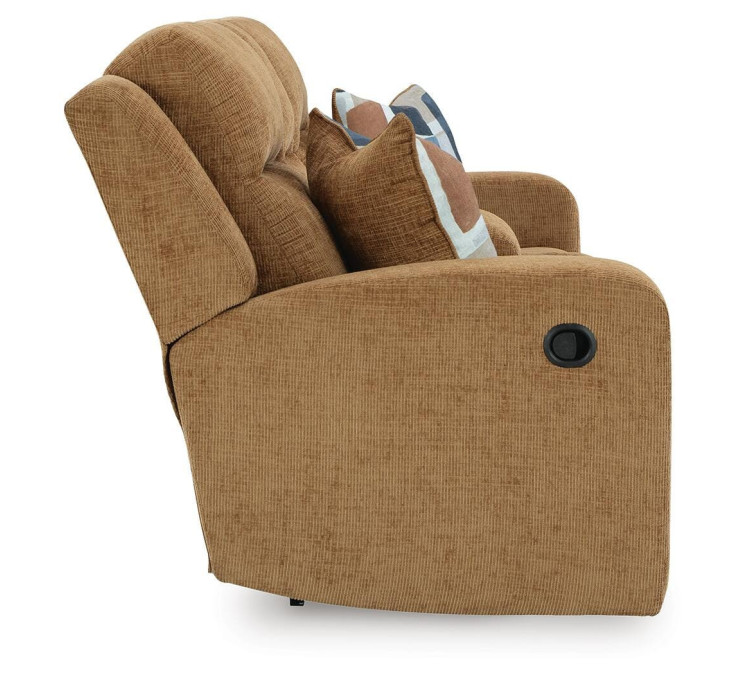 Kanlow Reclining Loveseat with Console - Honey