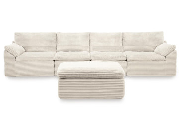 Canefield 4-Piece Sectional with Ottoman - Ivory