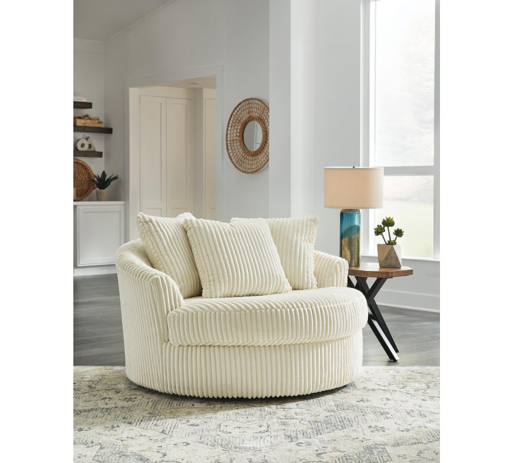 Lindyn Oversized Swivel Accent Chair - Ivory