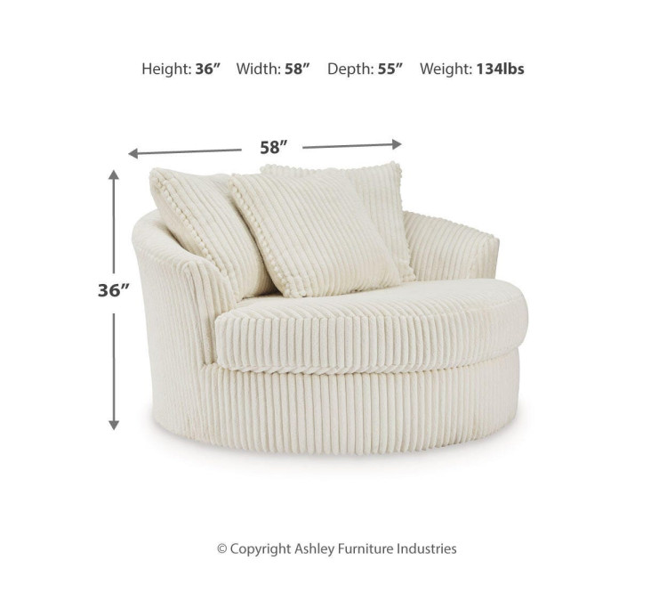 Lindyn Oversized Swivel Accent Chair - Ivory