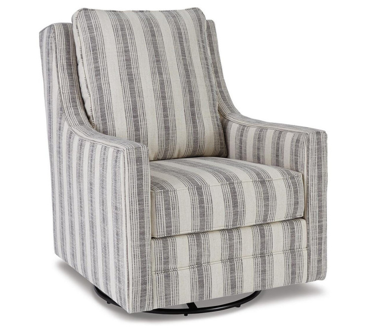 Kambria Swivel Glider Accent Chair - Ivory/Black