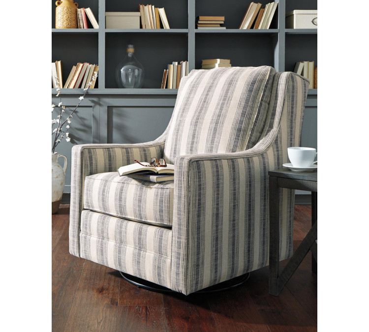 Kambria Swivel Glider Accent Chair - Ivory/Black