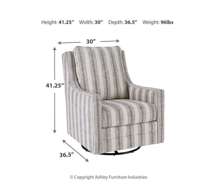 Kambria Swivel Glider Accent Chair - Ivory/Black