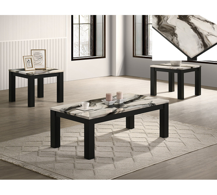 IVY 3-PC COCKTAIL SET BROWN - Faux Marble