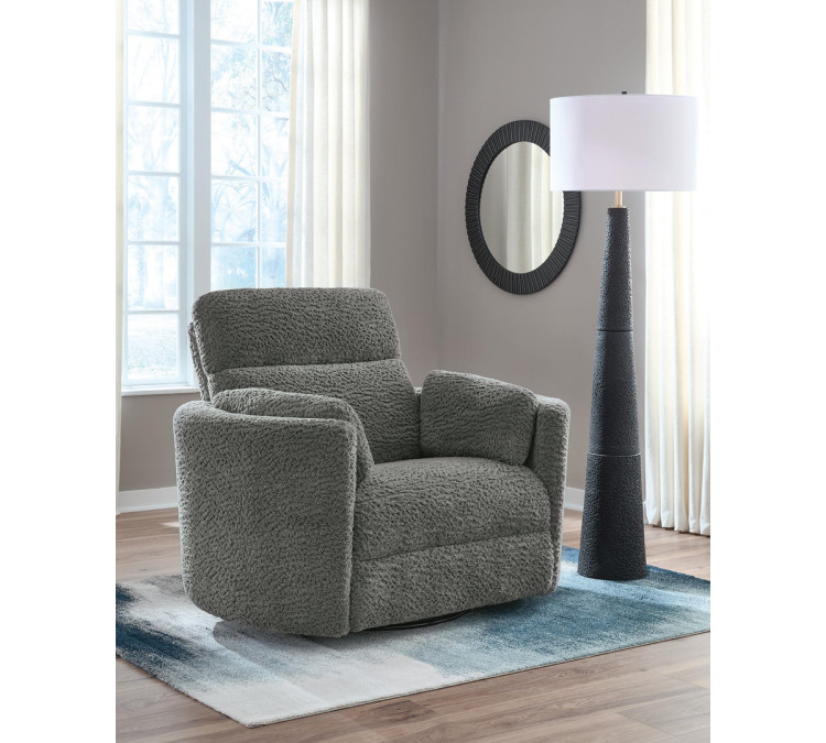 Moonrae Swivel Power Glider Recliner - Lead
