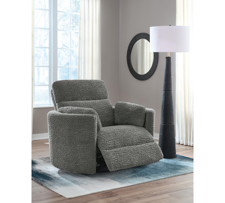 Moonrae Swivel Power Glider Recliner - Lead