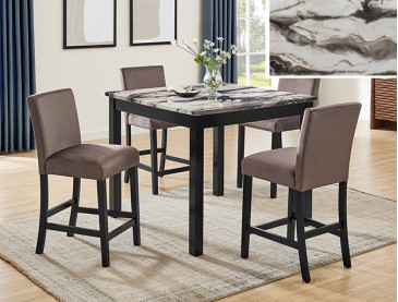 LENNON 5-PC CT HT SET/ BRN - Faux Marble