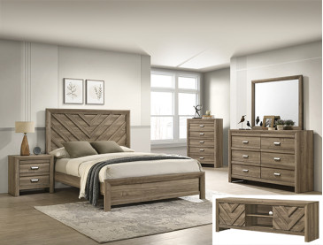 VALOR BEDROOM GROUP - QUEEN / Light Brown
