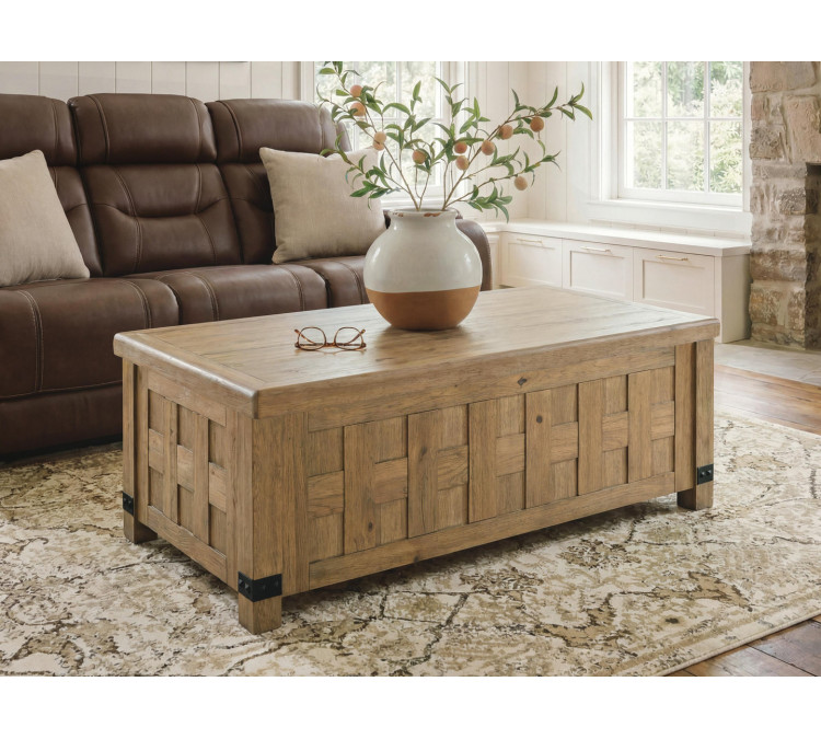 Ridgester Lift-Top Coffee Table - Light Brown