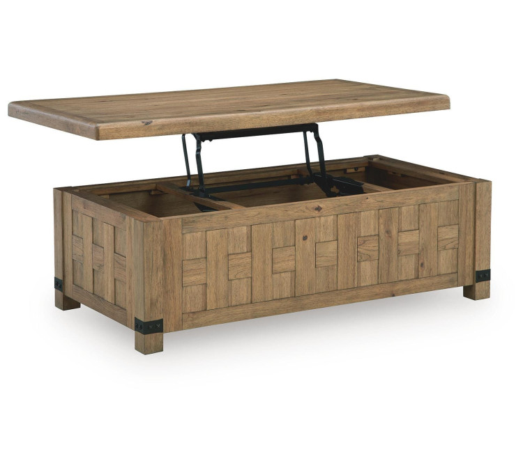 Ridgester Lift-Top Coffee Table - Light Brown