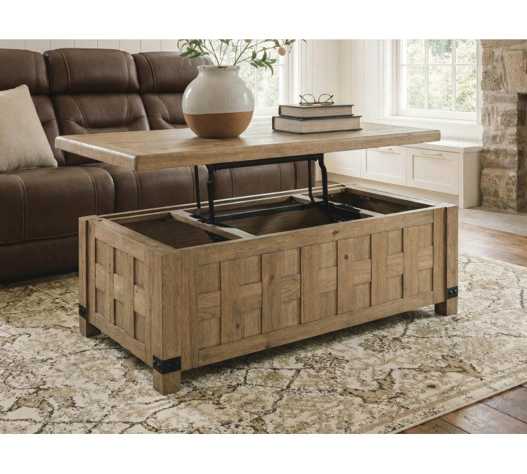 Ridgester Lift-Top Coffee Table - Light Brown