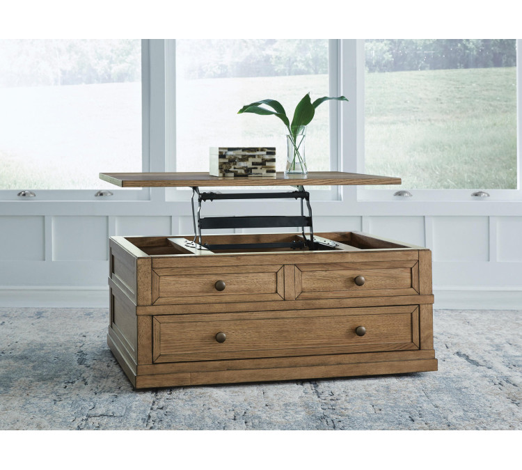 Sharlance Lift-Top Coffee Table - Light Brown