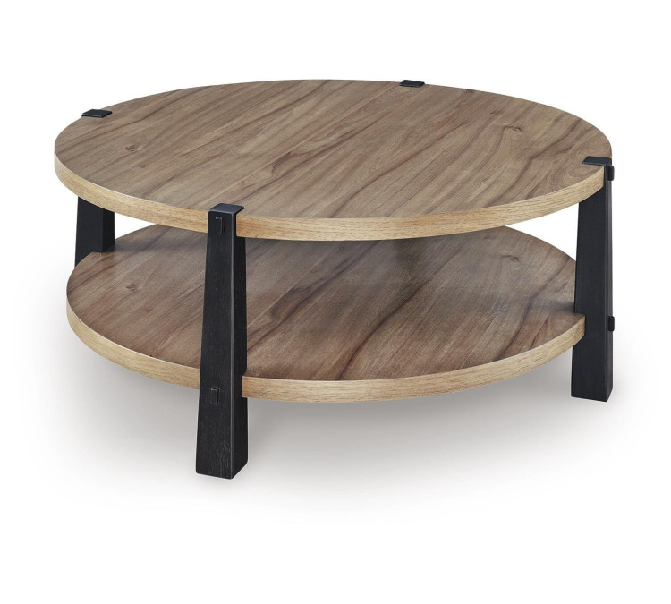 Ridgester Coffee Table - Light Brown/Black