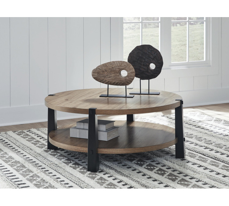 Ridgester Coffee Table - Light Brown/Black