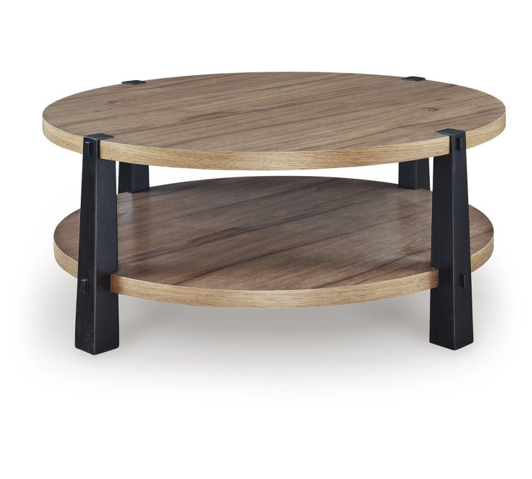 Ridgester Coffee Table - Light Brown/Black