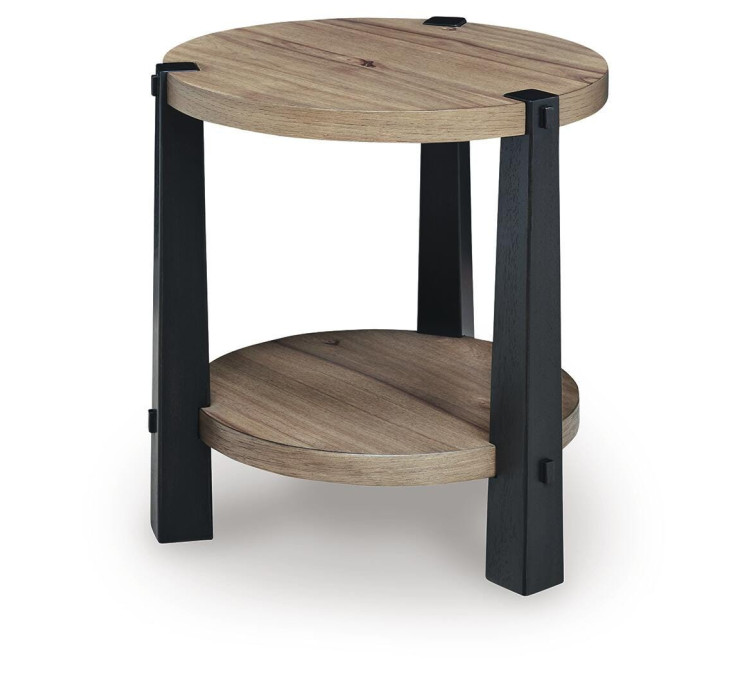 Ridgester End Table - Light Brown/Black
