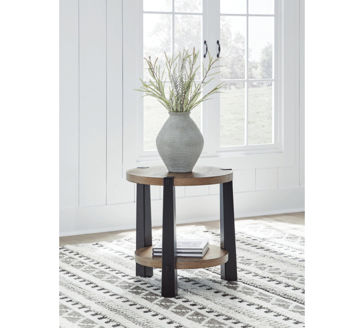 Ridgester End Table - Light Brown/Black