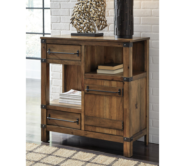Roybeck Accent Cabinet - Light Brown/Bronze