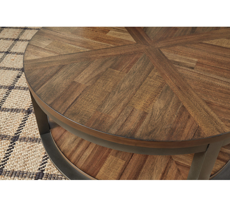 Roybeck Table (Set of 3) - Light Brown/Bronze