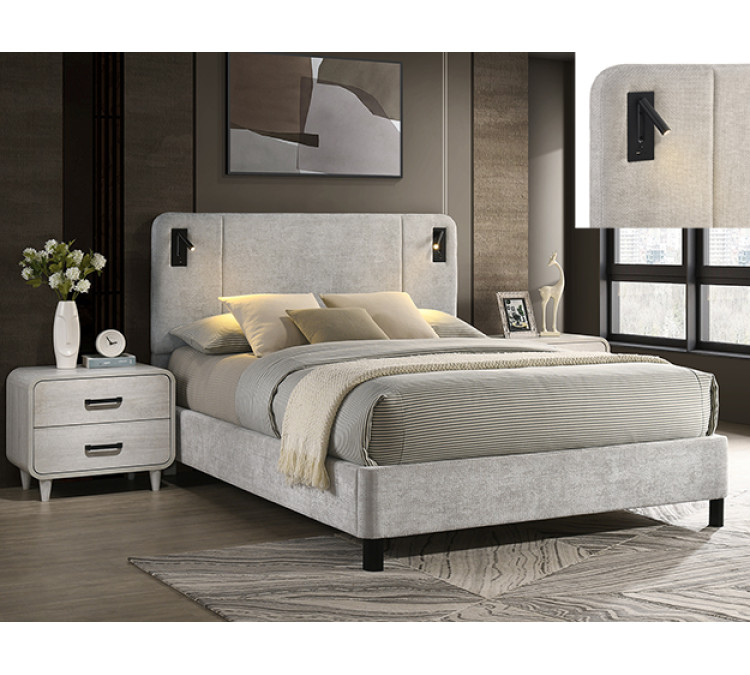 FREYA BED FRAME - QUEEN / Light Grey