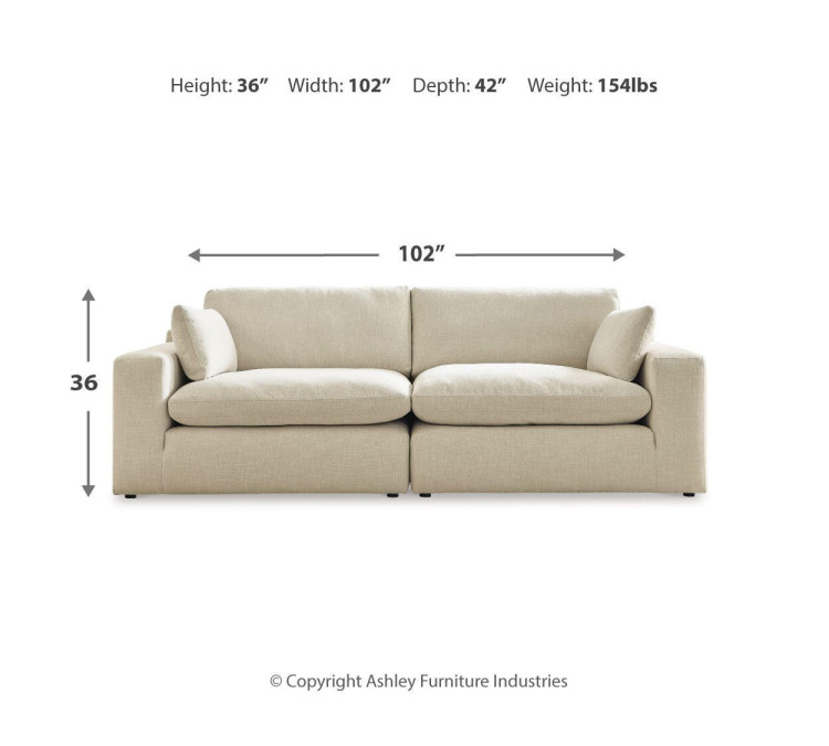 Elyza 2-Piece Sectional Loveseat - Linen
