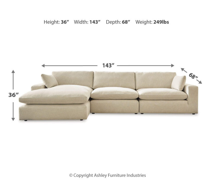Elyza 3-Piece Sectional with Chaise - Linen