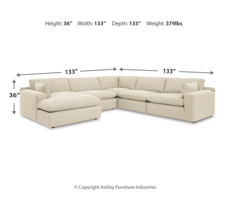 Elyza 5-Piece Sectional with Chaise - Linen
