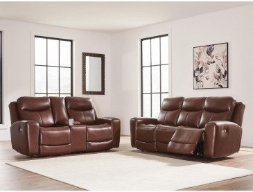 Momentum Moves Sofa and Loveseat - Mahogany