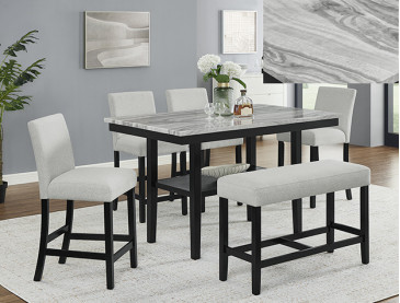 MARBEL 5-PC + BENCH COUNTER HEIGHT - Faux Marble
