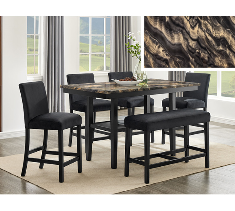 MARBEL 5-PC + BENCH CT HT - Gold Black