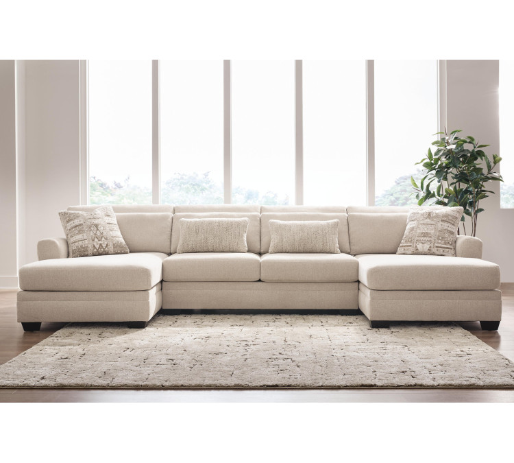 Mandi Point 3-Piece Double Chaise Sleeper Sectional - Marble