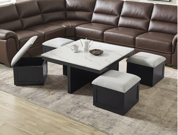 MARTA COF TBL W/4 STORAGE OTTOMANS