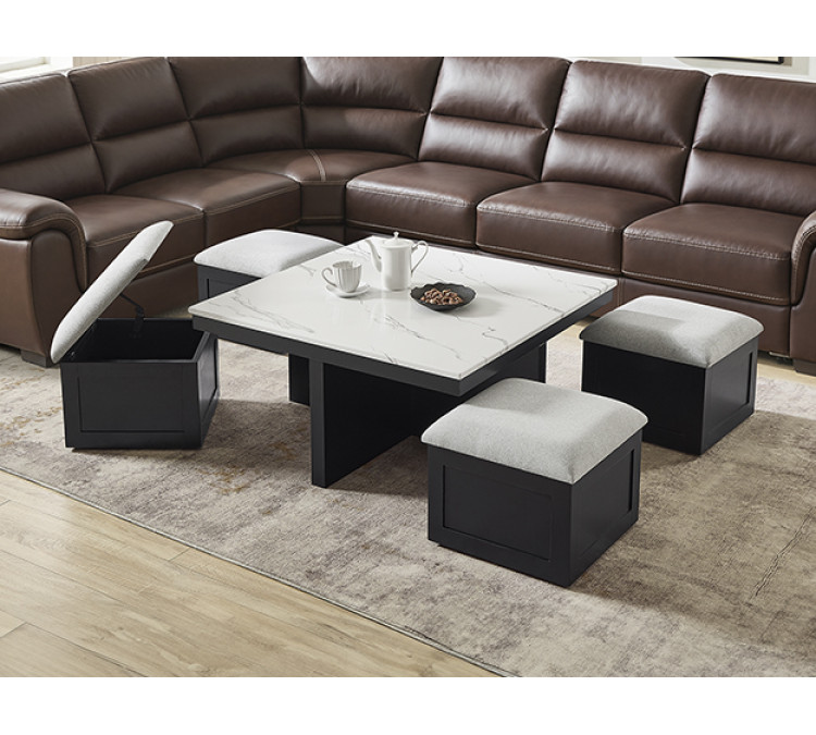 MARTA COF TBL W/4 STORAGE OTTOMANS