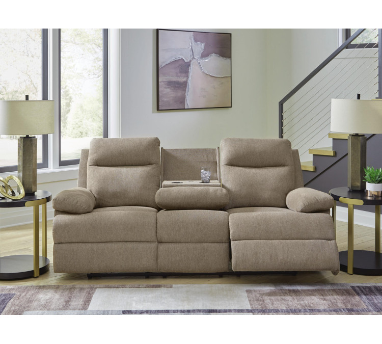 Tarrant Reclining Sofa with Drop Down Table - Mocha