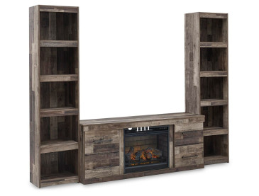 Derekson 3-Piece Entertainment Center with Electric Fireplace - Multi Gray
