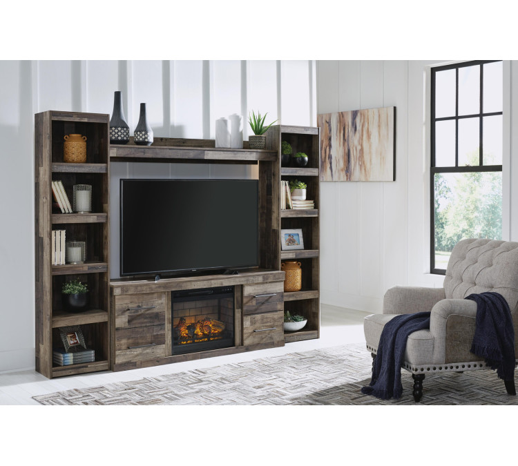Derekson 4-Piece Entertainment Center - Multi Gray