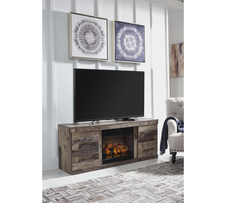 Derekson TV Stand with Electric Fireplace - Multi Gray