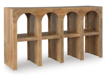 Luzmanacy Console Sofa Table - Natural Brown