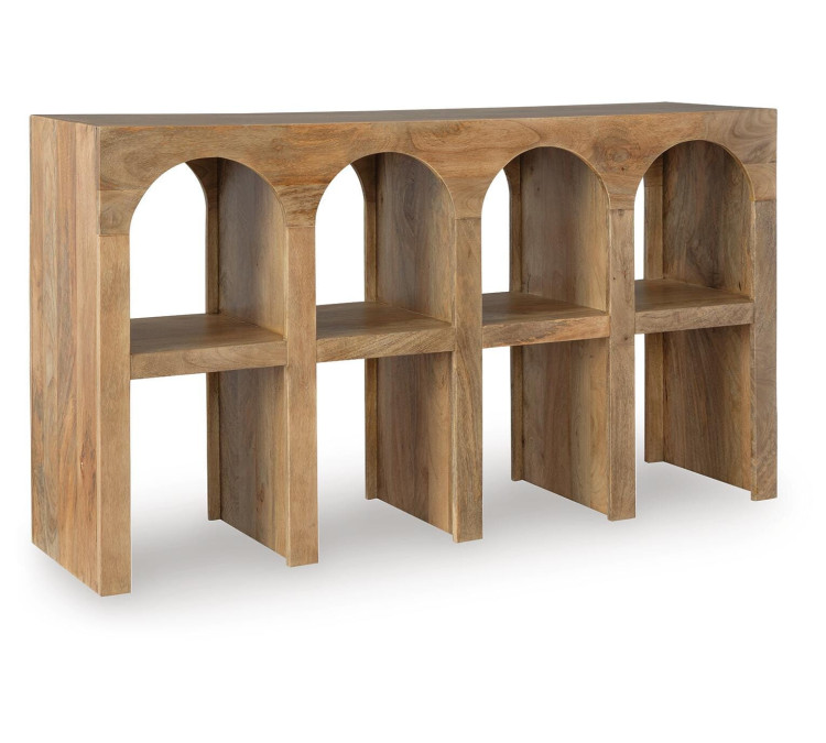 Luzmanacy Console Sofa Table - Natural Brown