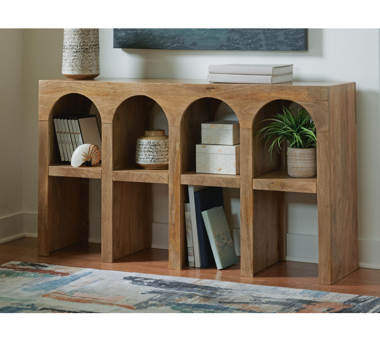 Luzmanacy Console Sofa Table - Natural Brown