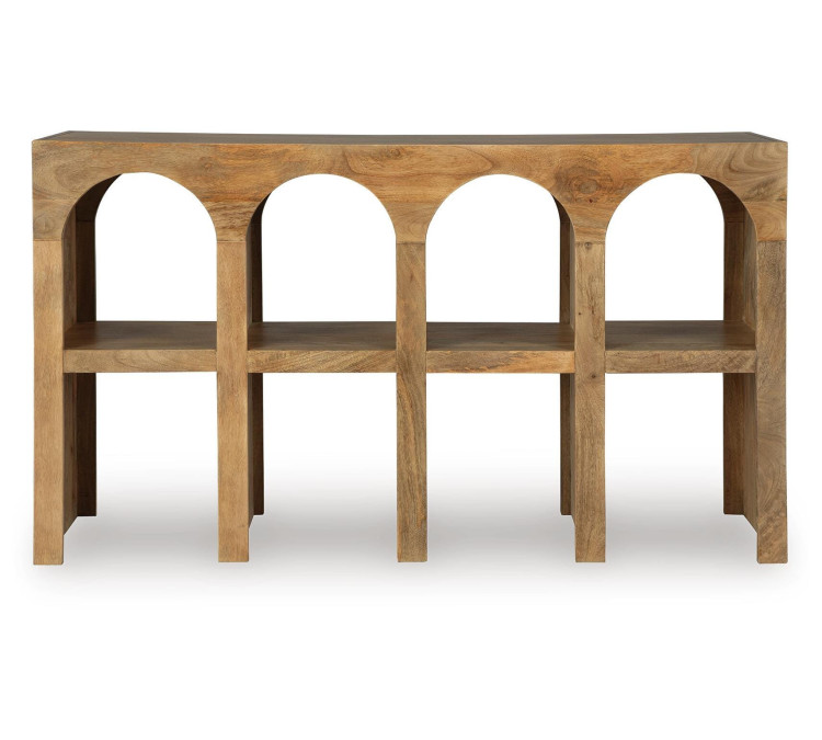 Luzmanacy Console Sofa Table - Natural Brown