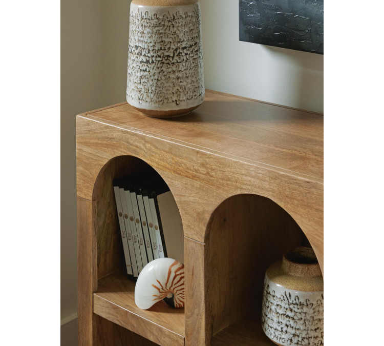 Luzmanacy Console Sofa Table - Natural Brown