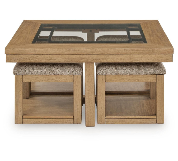 Wittenmyer Coffee Table with 4 Stools (Set of 5) - Natural/Black