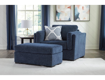 Evansley Chair and Ottoman - Navy