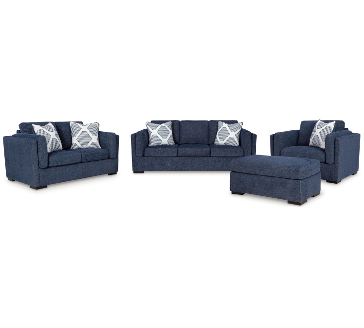 Evansley Sofa, Loveseat, Chair and Ottoman - Navy