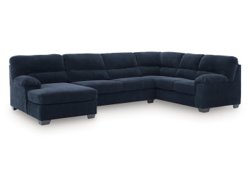 SimpleJoy 3-Piece Sectional with Chaise - Navy