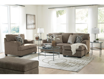 Stonemeade Sofa Chaise, Chair, and Ottoman - Nutmeg